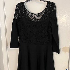 Black Lilly Dress, Size L, Lace on top